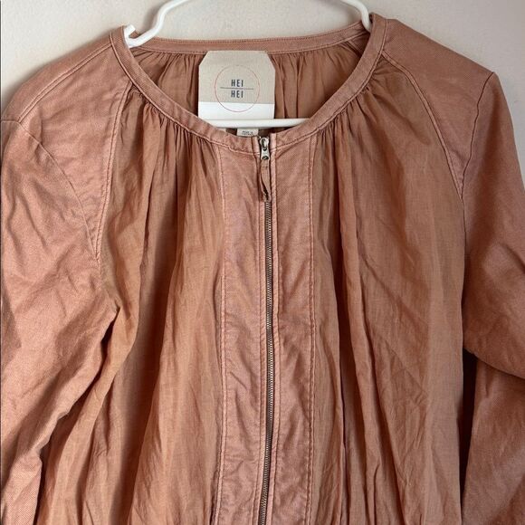 Anthropologie HEI HEI Hilltop Lightweight Size M Rose Cotton Bomber Jacket Women - Picture 3 of 8